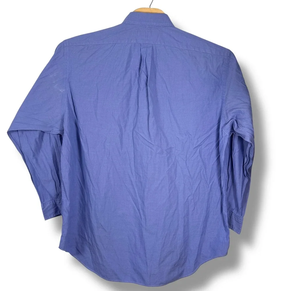Ralph Lauren Button Down Shirt Mens 17.5 34/35 Blue Classic Fit Long‎ Sleeve